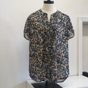 Sara Michelle Vibrant Blue‎ and Orange Blouse with Elegant Design size XL